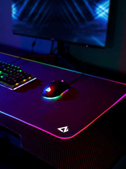 EASEMO Gaming Mousepad, RGB Mousepad, XXL large (900 x 400 x 4 mm) with 7 LED colors, 11 lighting modes, and waterproof fabric surface, non-slip rubber base for PC, laptop, keyboard