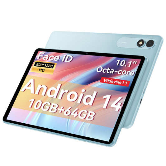 TUOHAITIME Tablet 10 inch, Android 14 Tablets, Octa-Core, 10GB RAM 64GB ROM 1TB Expansion, FHD Touchscreen, Tablet PC with Widevine L1, WiFi, GPS, BT5.0, Support 18W fast charging, Dual Camera (Blue)