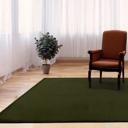 Paid Carpet Living Room High Pile - 200x290cm - Green - Super Soft Cuddly Fluffy Modern Plain Modern Soft Bedroom Rug