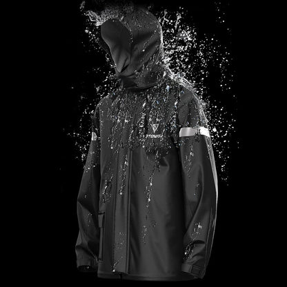 Lixada Men's Motorcycle Rain Suit Outdoor Reflective Waterproof Rain Jacket and Pants Rain Gear for Biking Cycling Camping Hiking