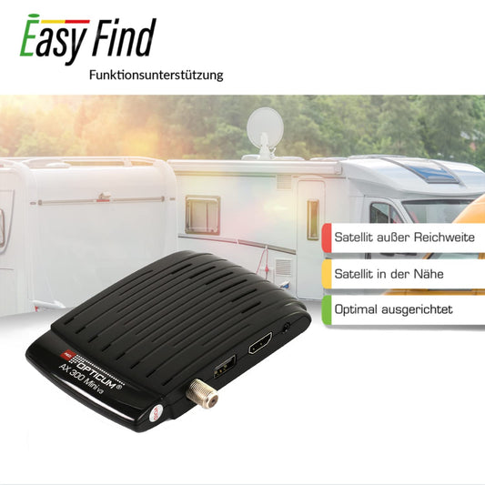 RED OPTICUM Camping Satellite Systems Complete Set HD I Mobile Satellite System with Opticum AX 300 Mini V3 Satellite Receiver - Single LNB - Camping Case Set - HDMI Cable and more. I complete Camping Satellite System