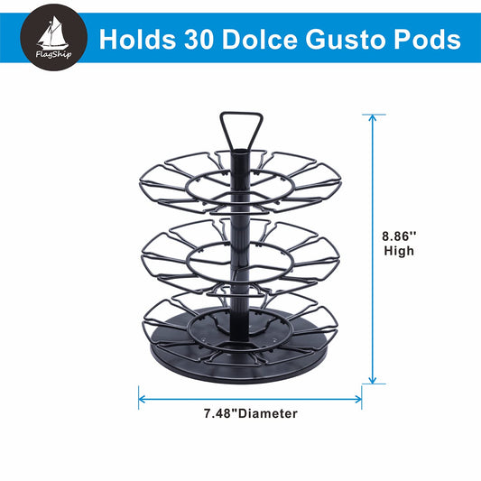 Flagship coffee capsule holder carousel 3 floors for Dolce Gusto capsule holder metal DIY install small for Nescafe Dolce Gusto (30 capsules)
