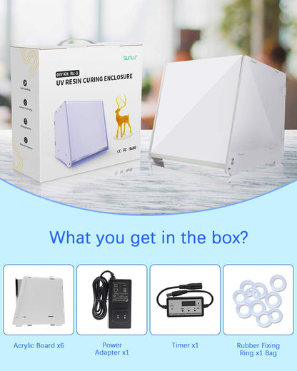 SUNLU Resin UV Curing Box, Rotating 405nm UV Light Curing Machine for 3D Resin Printer Printing Models Curing, Large Size, Curing Time Adjustable