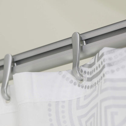 Sealskin Complete Set Easy Roll Shower Curtain Rod, Chrome Matte, Shower Curtain Holder for custom installation, Aluminum & Madeira Fabric Shower Curtain, Color: White, W x H: 180 x 200 cm