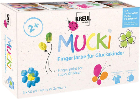 Kreul 23050 - Mucki finger paint for happy children & 2314 - Mucki luminous finger paint, 4 x 150 ml