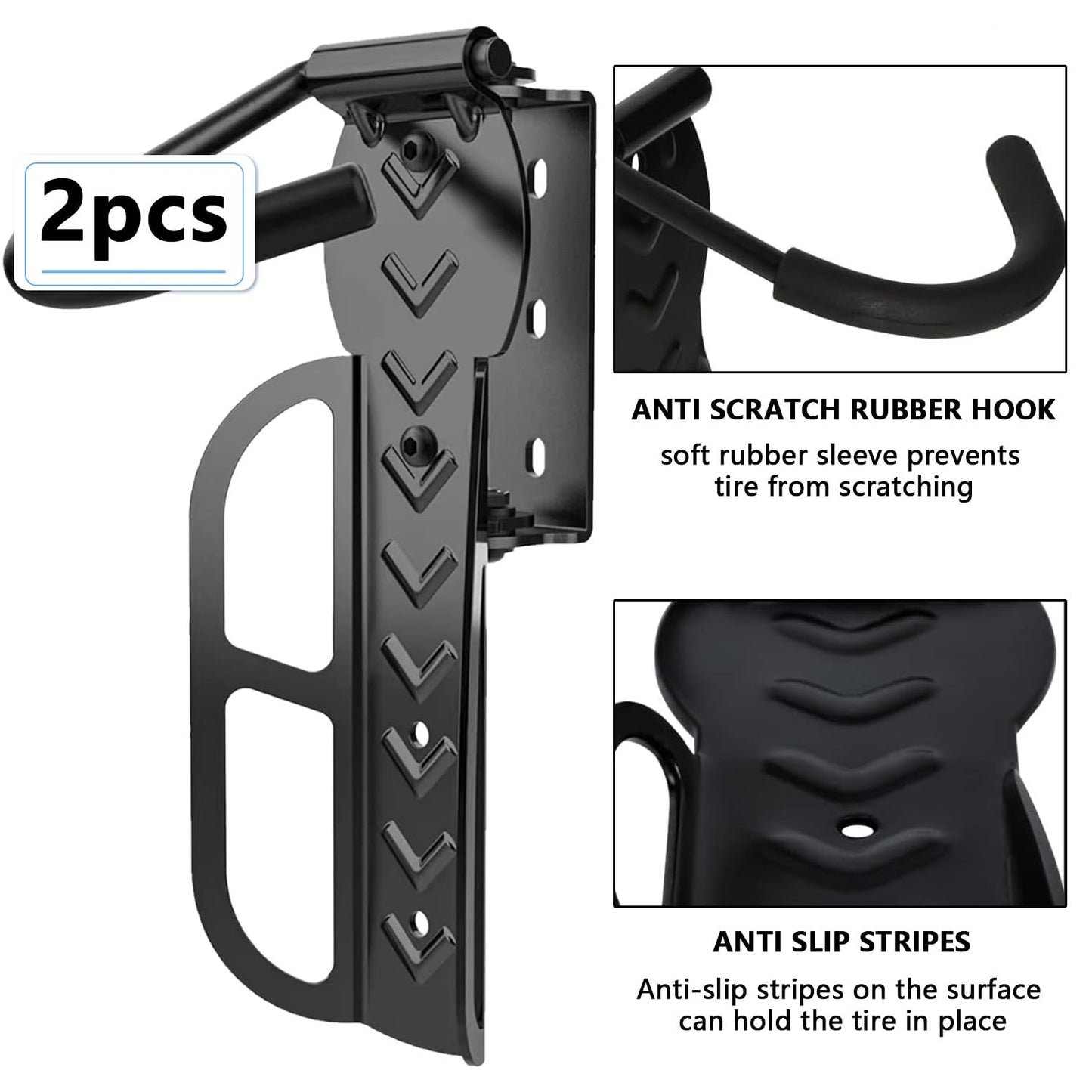 Bicycle wall mount 3 pack - TAZZOR Bike Wall Mount with 100% steel construction. Swivel design for vertical bike storage on the wall.