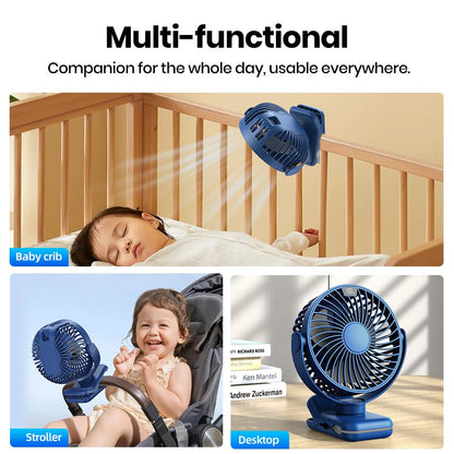 TOPK 5000mAh Clip Fan, Rechargeable Ultra Quiet Clamp Fan with 720° Rotation, Personal Portable Desk Fan for Office Home Lounge Outdoor