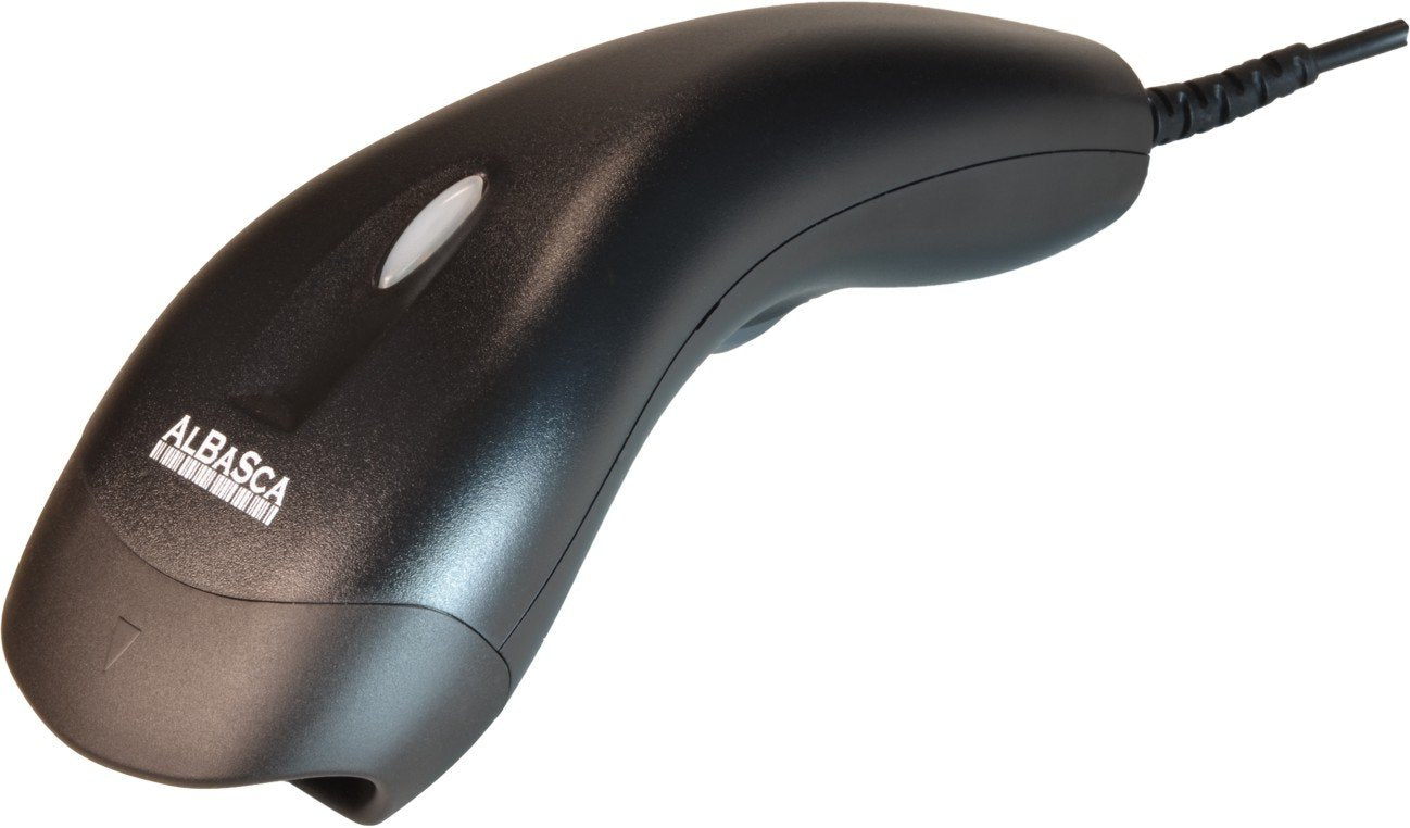Albasca USB handheld scanner MK-1000 barcode scanner - WITH STAND- up to 390mm reading distance - 270 scans/sec. 32-bit fast, high-resolution, also reads GS1 codes.