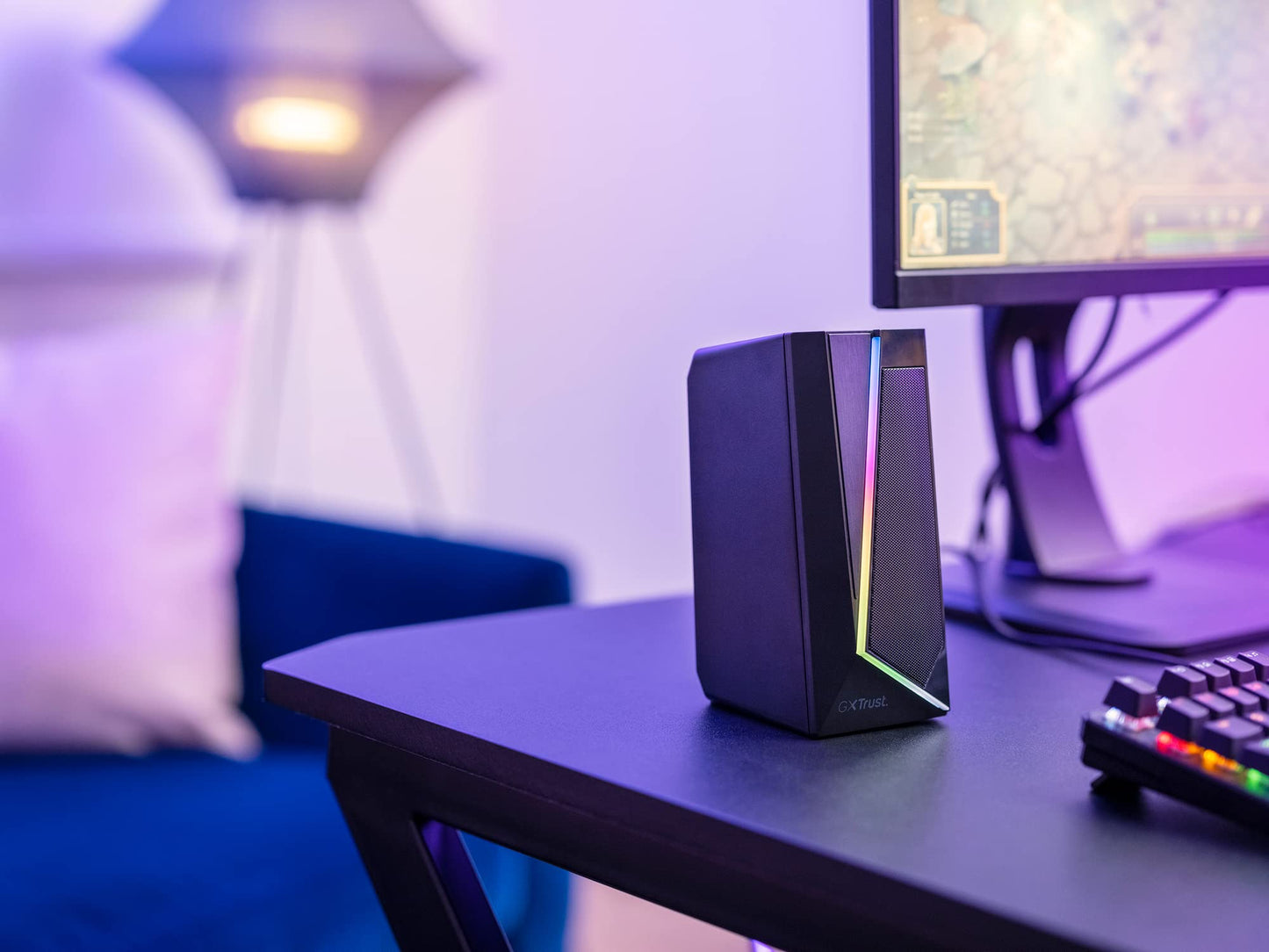 Trust Gaming Speaker for PC GXT 609 Zoxa - Computer Speakers, Speaker set with 6 Different RGB Lighting Modes, Powered by USB, 12W, PC/Laptop, Black
