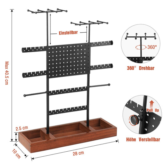 Kingling jewelry stand, jewelry holder, jewelry organizer, jewelry display stand for storing necklaces, earrings, rings - Black.