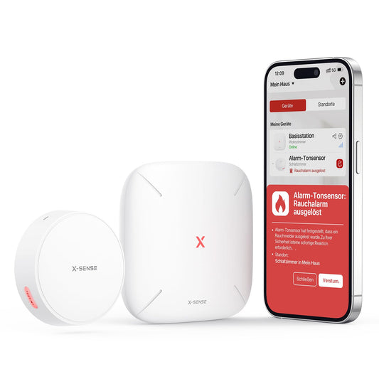 X-Sense Smart Alarm Listener for smoke and carbon monoxide detectors, free real-time alerts, compatible with SBS50 base station, Not for smoke or CO monitoring, SAL11