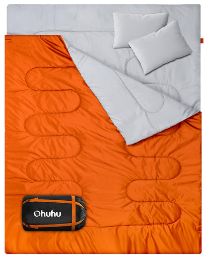 Sleeping Bag Outdoor Double Sleeping Bag - Ohuhu Blanket Sleeping Bag Winter for Adults 2 People and Carrying Bag, Comfortable Temperature for Outdoor Camping