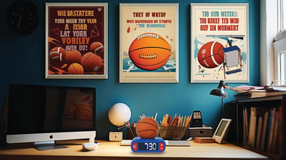 Lexibook, basketball, basketball night light alarm clock, sounds and melodies, LCD screen with backlight, illuminated, snooze, blue/orange, RL800BA.