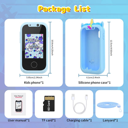 Ashfly 2.4" Unicorn Kids Camera, 1080P HD Dual Camera Children's Toy, Recordable Video, Kids Smartphone Toy with SD Card, Pretend Smartphone for 3-10 Year Old Girls and Boys.