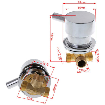 CADANIA Mixing Valve for Hot and Cold Water, G1/2" Thermostatic Shower Mixer Tap Two In One Outlet Faucets for Shower Room Wall Mounted
