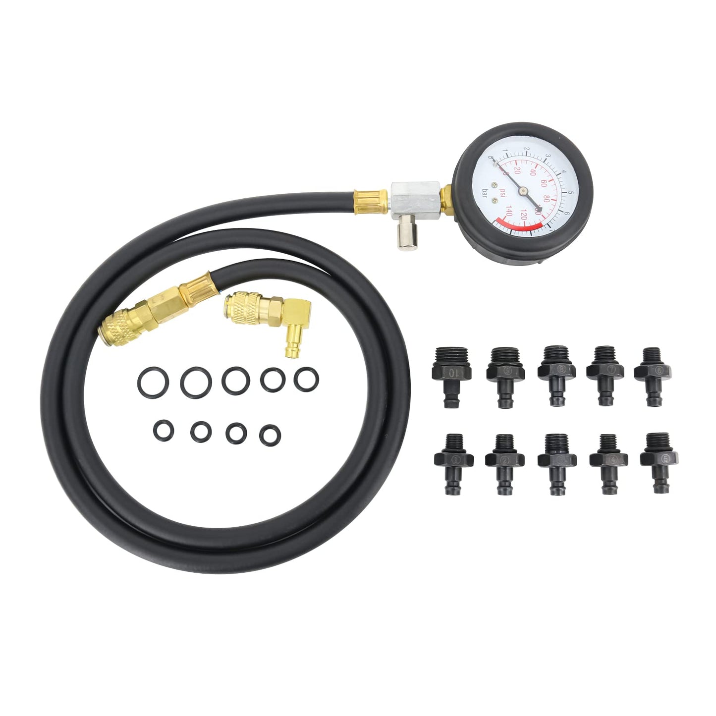 FreeTec oil pressure gauge, 140 PSI 10 Bar engine cylinder oil pressure tester set, oil pressure gauge automotive tool for car truck tractor (blue)
