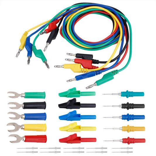 4mm banana plug test lead set P1036B with alligator clips, U probes for multimeter testing.