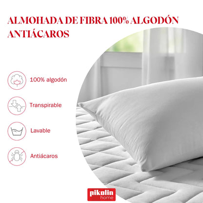 Pikolin Home anti-dust mite fiber pillow, preventing allergy symptoms, suitable for side or back sleeping with medium firmness.