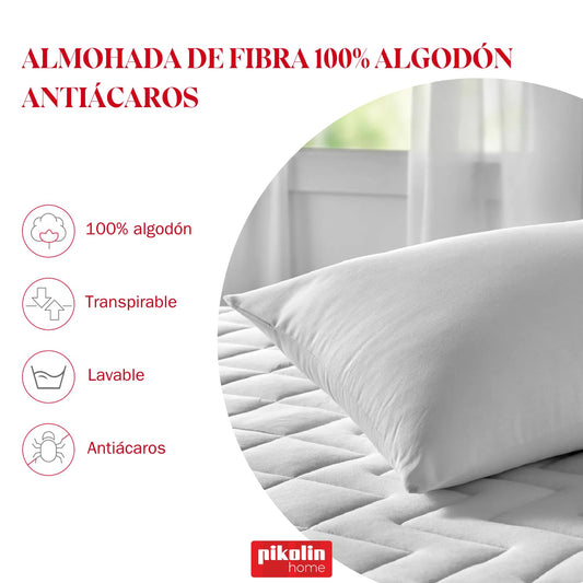 Pikolin Home anti-dust mite fiber pillow, preventing allergy symptoms, suitable for side or back sleeping with medium firmness.