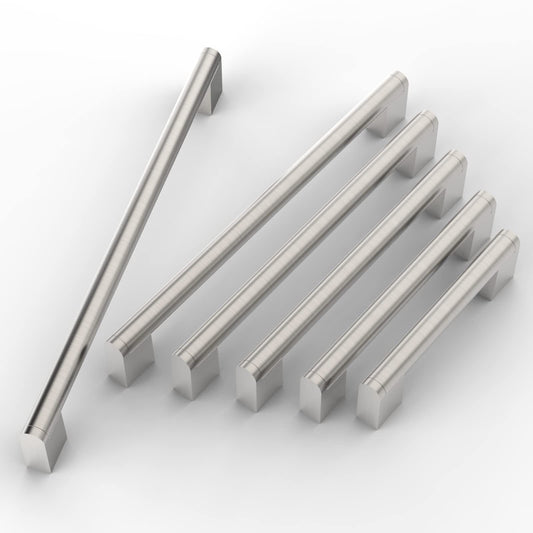 FURNIWARE 10 Pack Furniture Handles, 224mm Center to Center Stainless Steel Cabinet Handles Kitchen Cupboard Pull Used for Bathroom Door Handle Wardrobe (Brushed Satin Nickel)