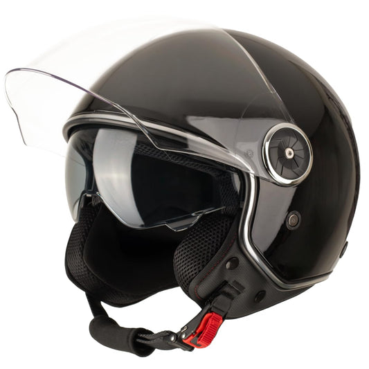 VINZ Tobia jet helmet with double visor | scooter helmet with sun visor | In sizes XS-XXL | ECE 22.06 certified | Motorcycle helmet with visor | Available in many colors - Black