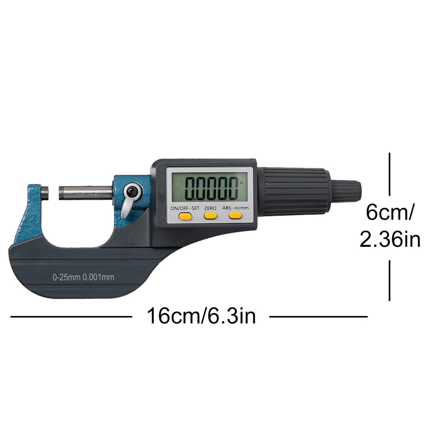 Beslands micrometer digital caliper 0-25mm/0.001mm high precision electronic digital micrometer micrometer caliper length measuring tool micrometer 0.001mm(0.00005")