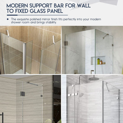 100cm stainless steel frameless shower door fixed side panel wall-to-glass support bar for 6mm 8mm 10mm thick glass by m-home