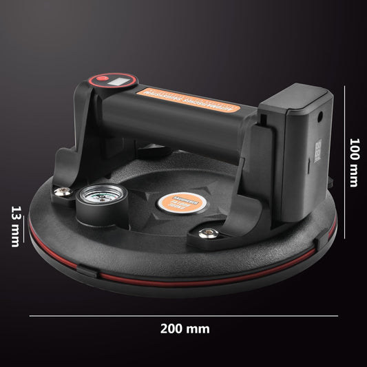 2Pack | Electric vacuum lifter incl. 4X battery | 8" suction cup for heavy duty | digital display | lifting capacity 300KG | automatically re-sucking glass suction cup for transporting tiles, marble, aquarium, slabs
