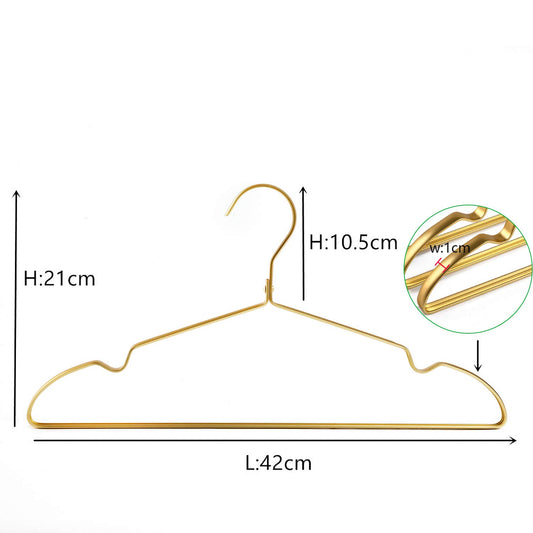 Amber Home 20 Pieces 42cm Lightweight Aluminum Iron Hangers, Matte Gold Metal Hangers with Non-Slip Groove for Suit T-Shirt Shirt Jacket Dress Pants
