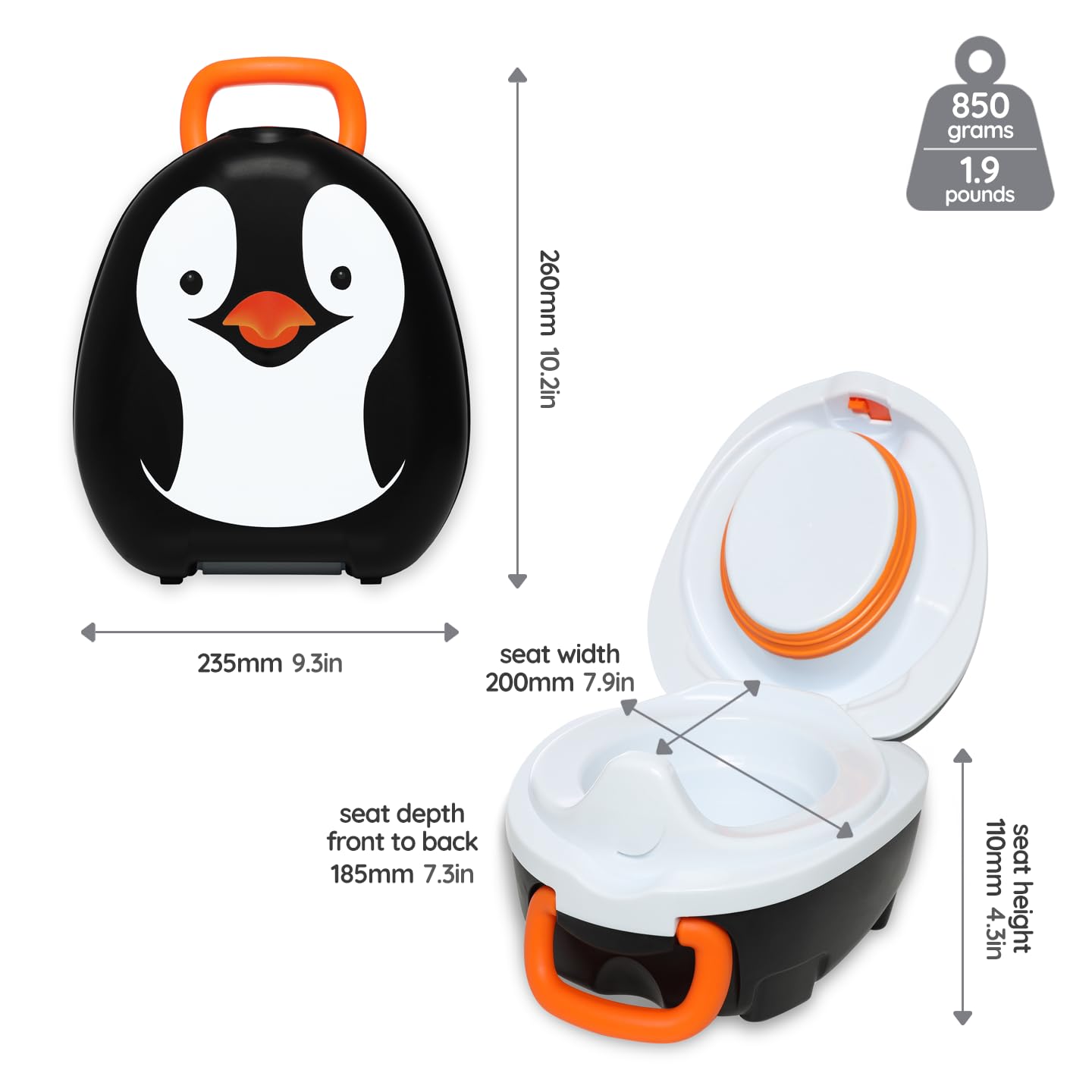 My Carry Potty - Penguin travel potty, award-winning portable toilet seat for toddlers that children can take with them anywhere.