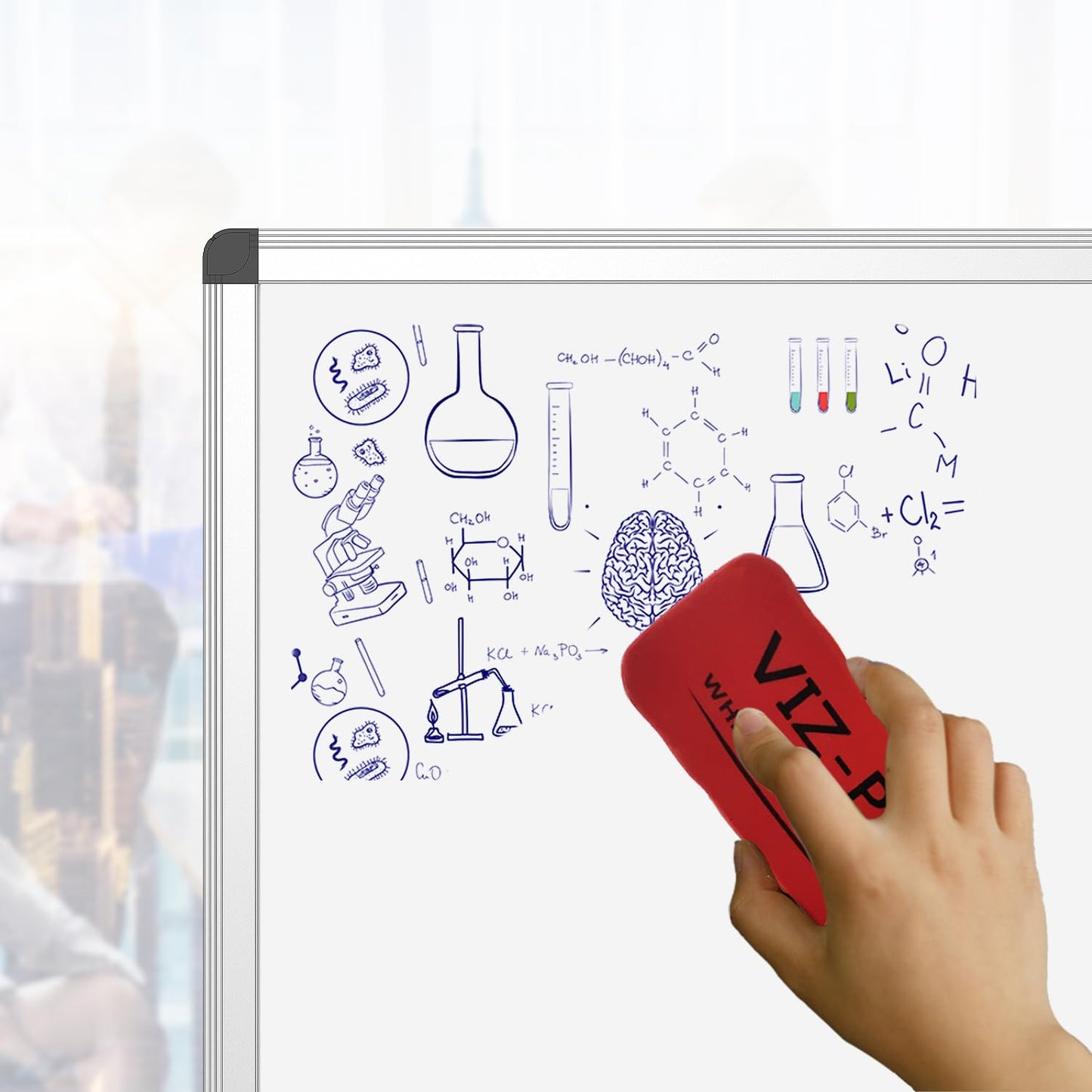 VIZ-PRO Magnetic Whiteboard 120 x 90 cm Dry Erase Board for Home Kitchen Office Wall Panels