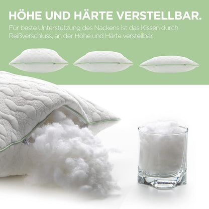 Pillow 40 x 80 Aloe Vera - Cool in summer, warm in winter - No.1. Side sleeper pillow with soothing effect - Very breathable.