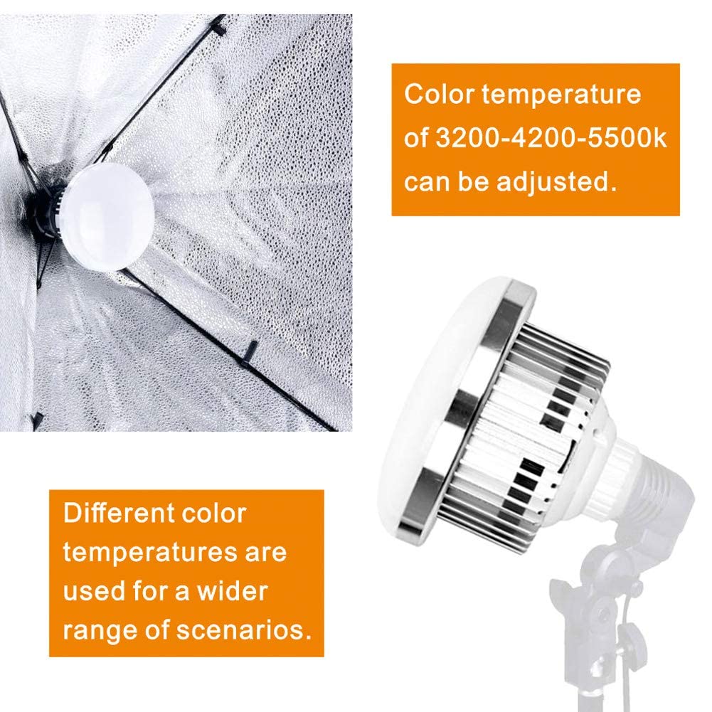 2 x 85W LED photo light E27 2700-6400K, adjustable with remote control, LED photo studio lamp, energy-saving lighting for softbox, reflector, and photography.