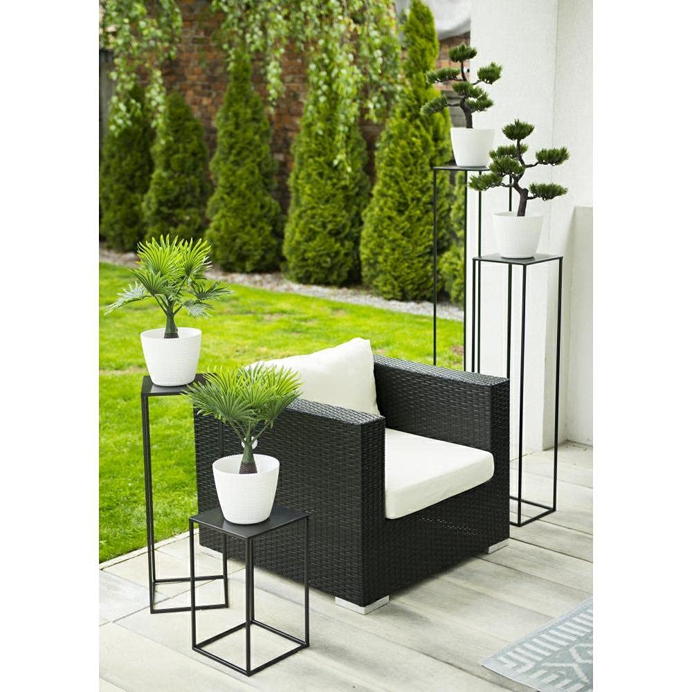 HowHomely Flower Stand Metal Black 70 cm High - Solid and Sturdy Metal Flower Stand - Plant stand for decoration in living room, bedroom, or office.