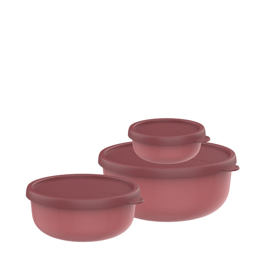 Mepal - 3-piece microwave dish set Lumina - Storage containers with lids for fridge, freezer, steamer & microwave - Storage box - 250 + 750 + 1500 ml - Vivid mauve