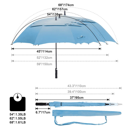 G4Free 62 Inch Large Umbrella Windproof Golf Umbrella Automatic Extra Large for Men Women Double Canopy Ventilated.