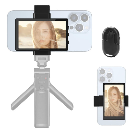 Newmowa Vlog selfie phone monitor screen with magnetic phone holder, phone back camera selfie accessory for selfie, vlog, TikTok, compatible with iPhone (does not support 4K recording)