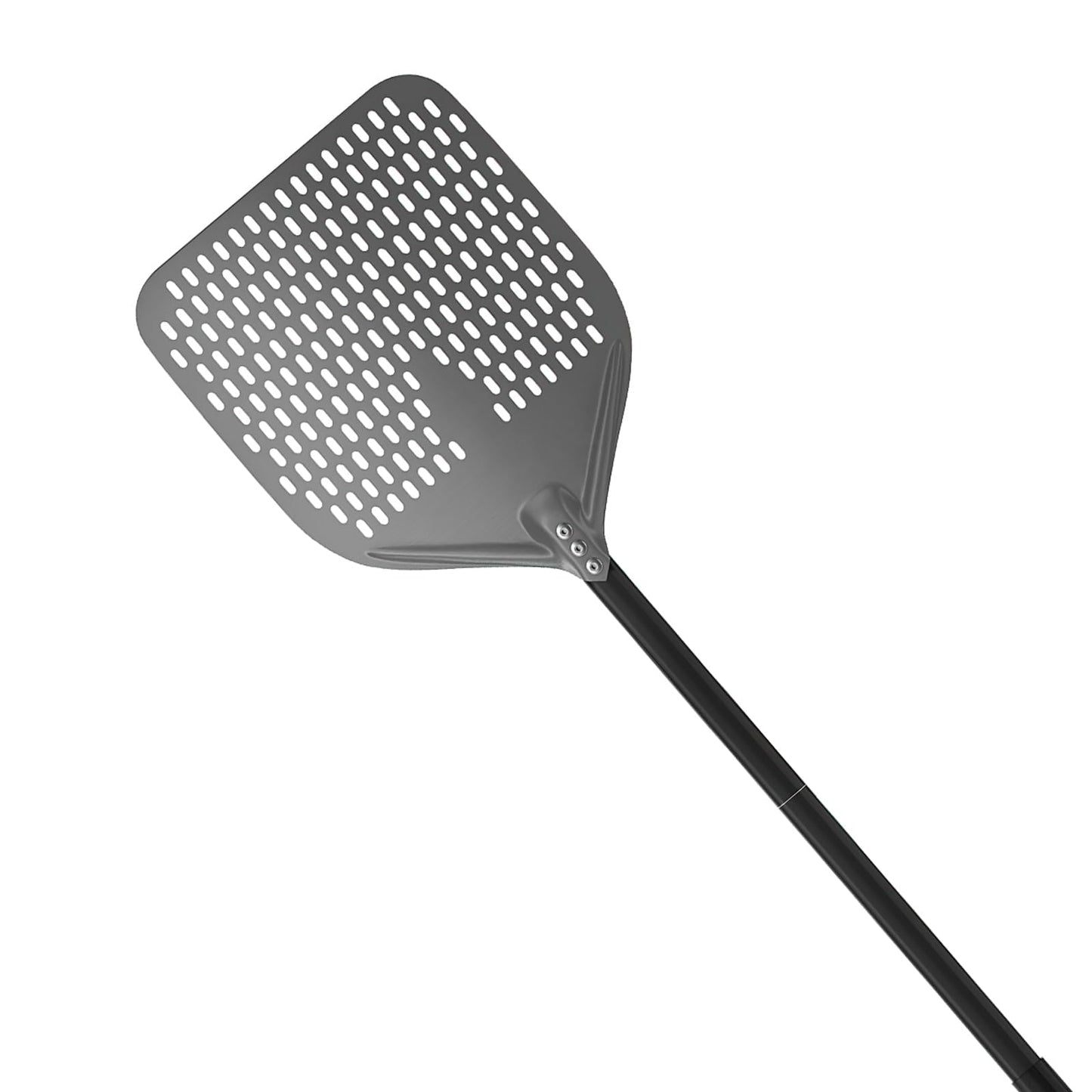 G.a HOMEFAVOR 12 inch Perforated Pizza Peel 9 inch Pizza Shovel made of Hard Anodized Aluminum, Pizza Oven Brush with removable long handle for Oven BBQ Grill, total length 120 cm