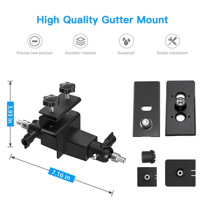 2-in-1 gutter mount for Arlo Solar Panel/Arlo Pro 3/Arlo Ultra/Arlo Ultra 2/Arlo Essential/Arlo Pro 4/eufyCam Outdoor Mount accessory for Arlo Pro 4 and Arlo Solar Panel (Black, 1 piece)