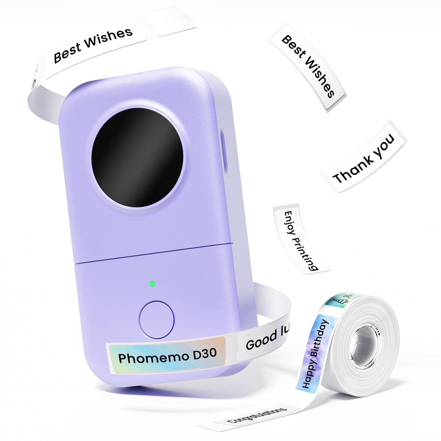 Phomemo D30 label maker, Bluetooth label printer, self-adhesive mini label printer compatible with iOS Android. Portable labeling device for home, kitchen, office - Purple.