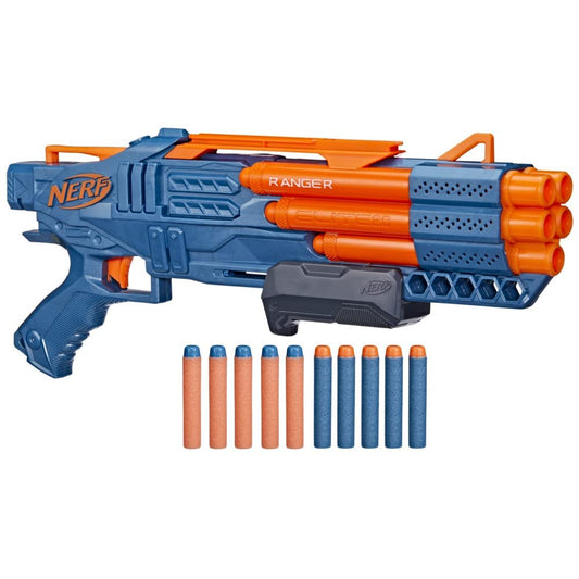 NERF Elite 2.0 Ranger PD-5 Blaster with 5 barrels, 10 Elite Darts, easy handling, dart storage, pump action.
