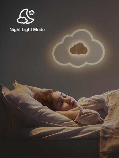 FANLG LED ceiling light Clouds, 26W 50CM Kids light ceiling light dimmable with remote control 3000-6000K, creative cloud light wooden ceiling light for children's room | Bedroom | Living room