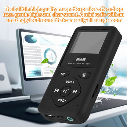 Richer-R DAB Pocket Digital Radio, Portable 1.8-inch LCD DAB/DAB+ Pocket Digital Radio Bluetooth MP3 Player, Digital Radio Player with Headphones FM Transmitter Function Black