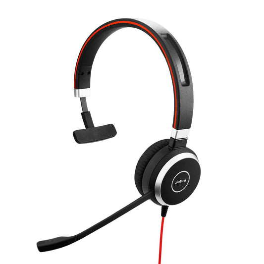 Jabra Evolve 40 MS Mono Headset - Microsoft Teams certified headphones for VoIP softphone with passive noise-cancelling - USB-C cable with call control - black