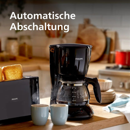 Philips HD7461/20 New Daily Coffee Machine Aroma-Swirl with Auto Shut-Off, Glass Carafe, White/Black