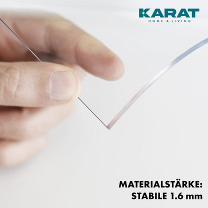 KARAT Transparent table cover with straight edge - Custom fit tablecloth, size selectable - Vinyl, clear protective film, table protector (Crystal, W:120 x L:125 cm)