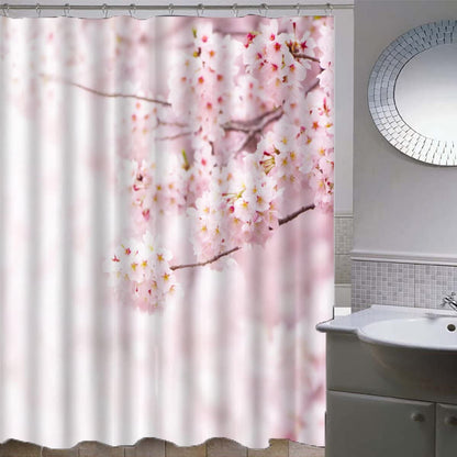 Shower curtain 240x200 Pink Sakura Anti-Mold Waterproof Extra Long Shower Curtains with 12 Shower Curtain Rings Flower 3D Design Bath Curtain for Bathtub Bathroom
