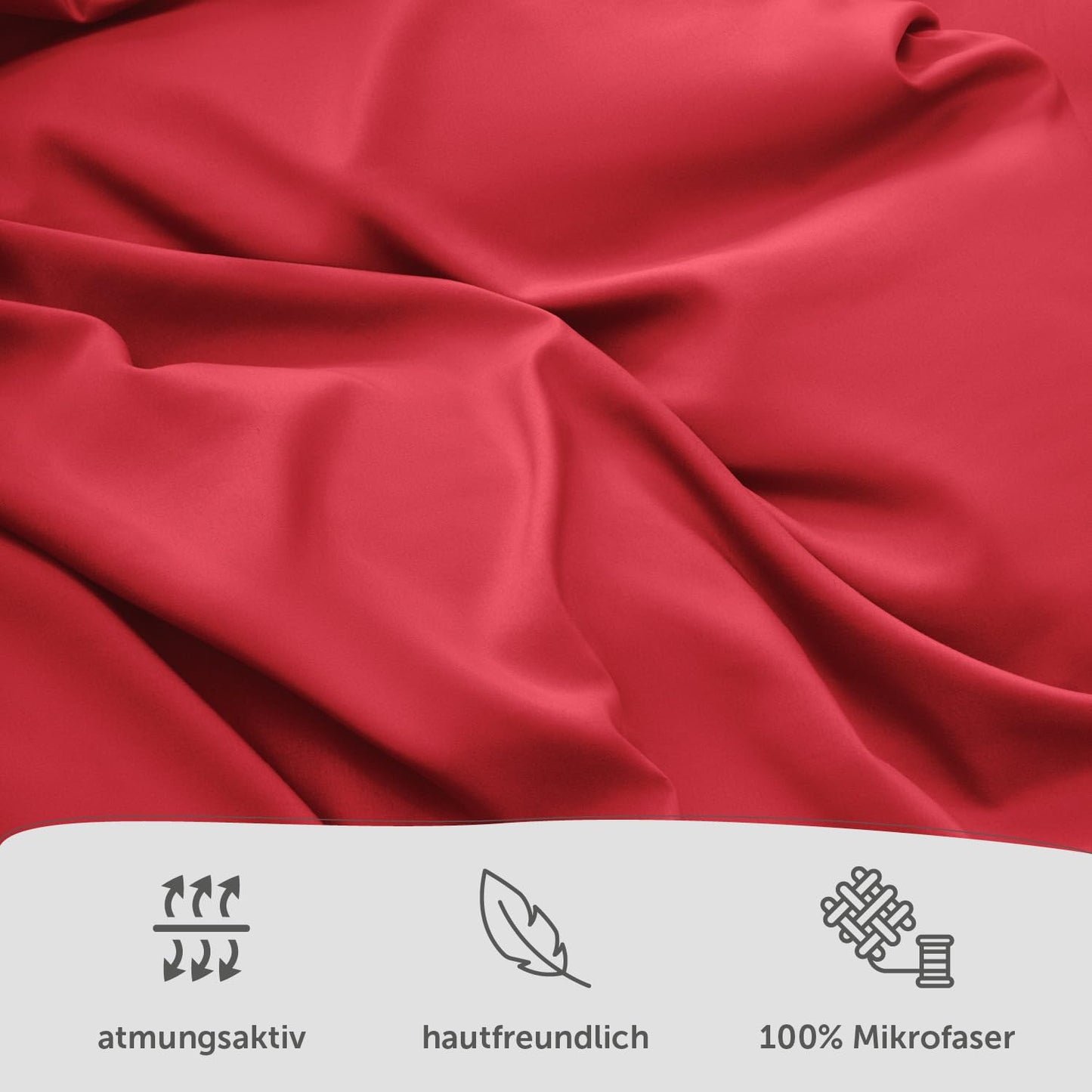 Blumtal bedding set 240x220cm + 2x 40x80cm pillowcase - Oeko-TEX cert. microfiber bedding set - Microfiber duvet cover up to 95 °C - Duvet cover + pillowcase 3-piece set - Summer bedding Red