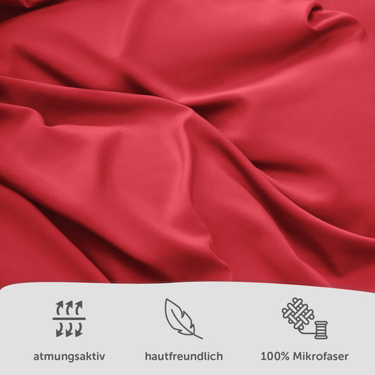 Blumtal bedding set 240x220cm + 2x 40x80cm pillowcase - Oeko-TEX cert. microfiber bedding set - Microfiber duvet cover up to 95 °C - Duvet cover + pillowcase 3-piece set - Summer bedding Red