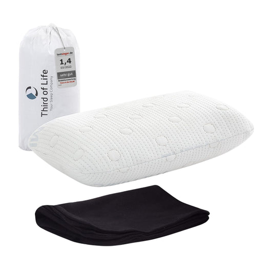 Travel pillow VOLAR | Orthopedic neck pillow with memory foam | Compact headrest for car, airplane, train, hotel & camping | Thermoregulating cover | Pillow for outdoor & travel 40x25x10 cm